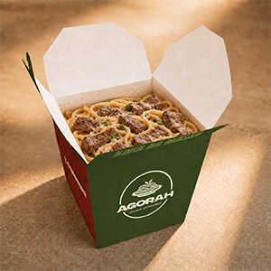 Massa Agorah sabor Filé Mignon na embalagem de delivery