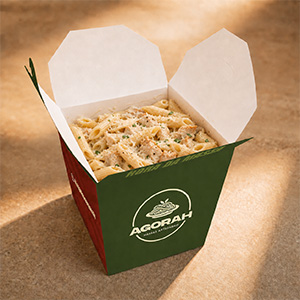 Massa Agorah sabor Frango Cremoso na embalagem de delivery